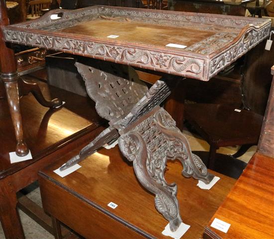 Carved oak butlers tray & stand